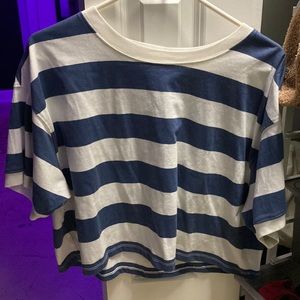navy and white striped tshirt
